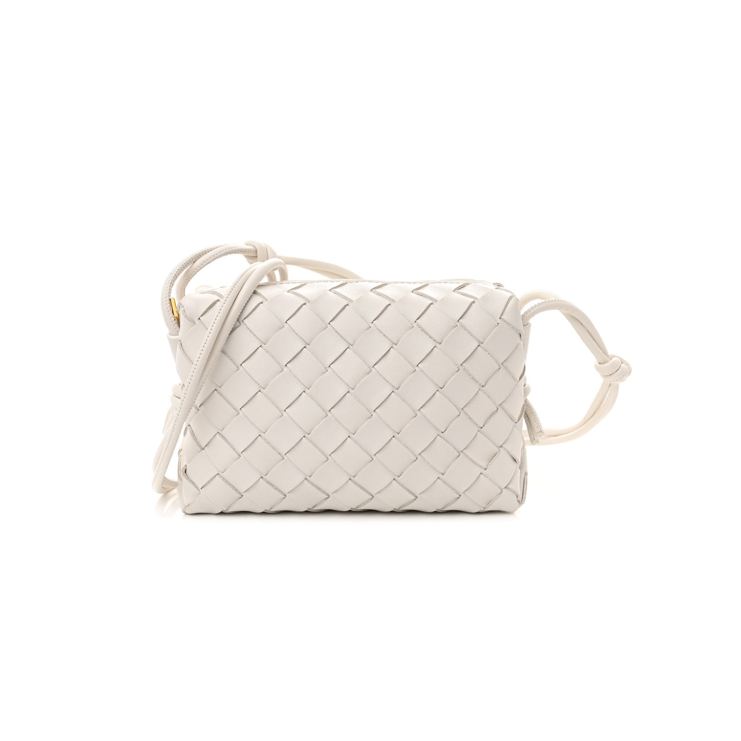 BOTTEGA VENETA NAPPA INTRECCIATO MINI LOOP CAMERA BAG WHITE (18*11*6cm)