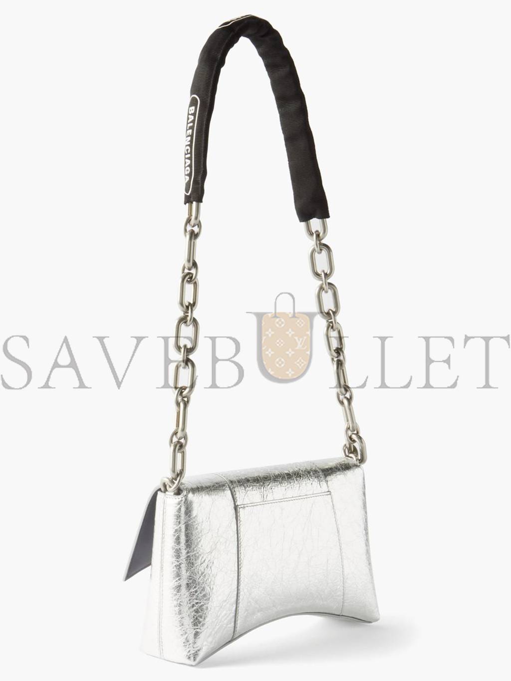 BALENCIAGA SILVER DOWNTOWN XS CROCODILE-EFFECT LEATHER SHOULDER BAG MATCHESFASHION US (25*16*6cm)