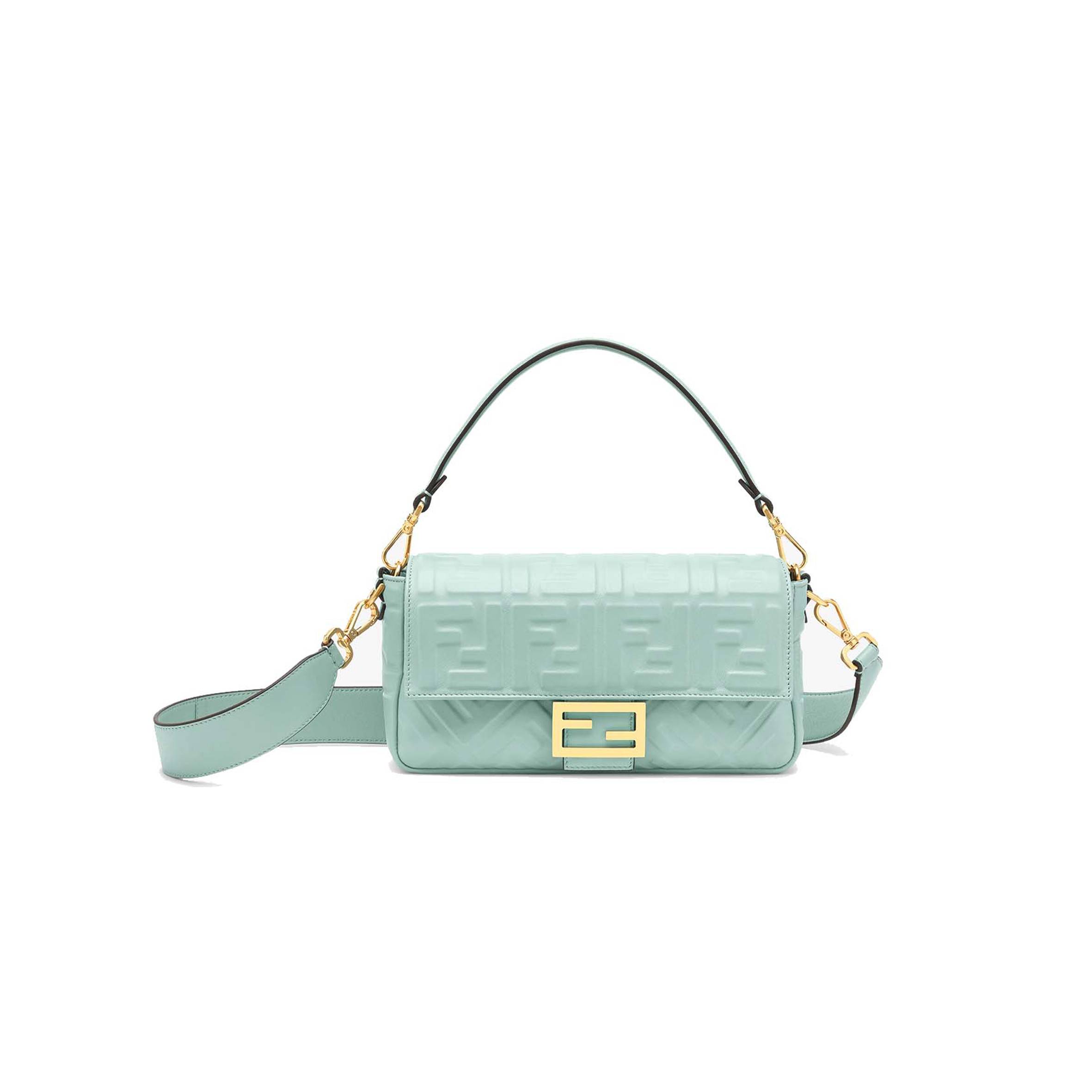 FENDI BAGUETTE - MINT GREEN NAPPA LEATHER BAG 8BR600A72VF1IV6 (27*15*6cm)