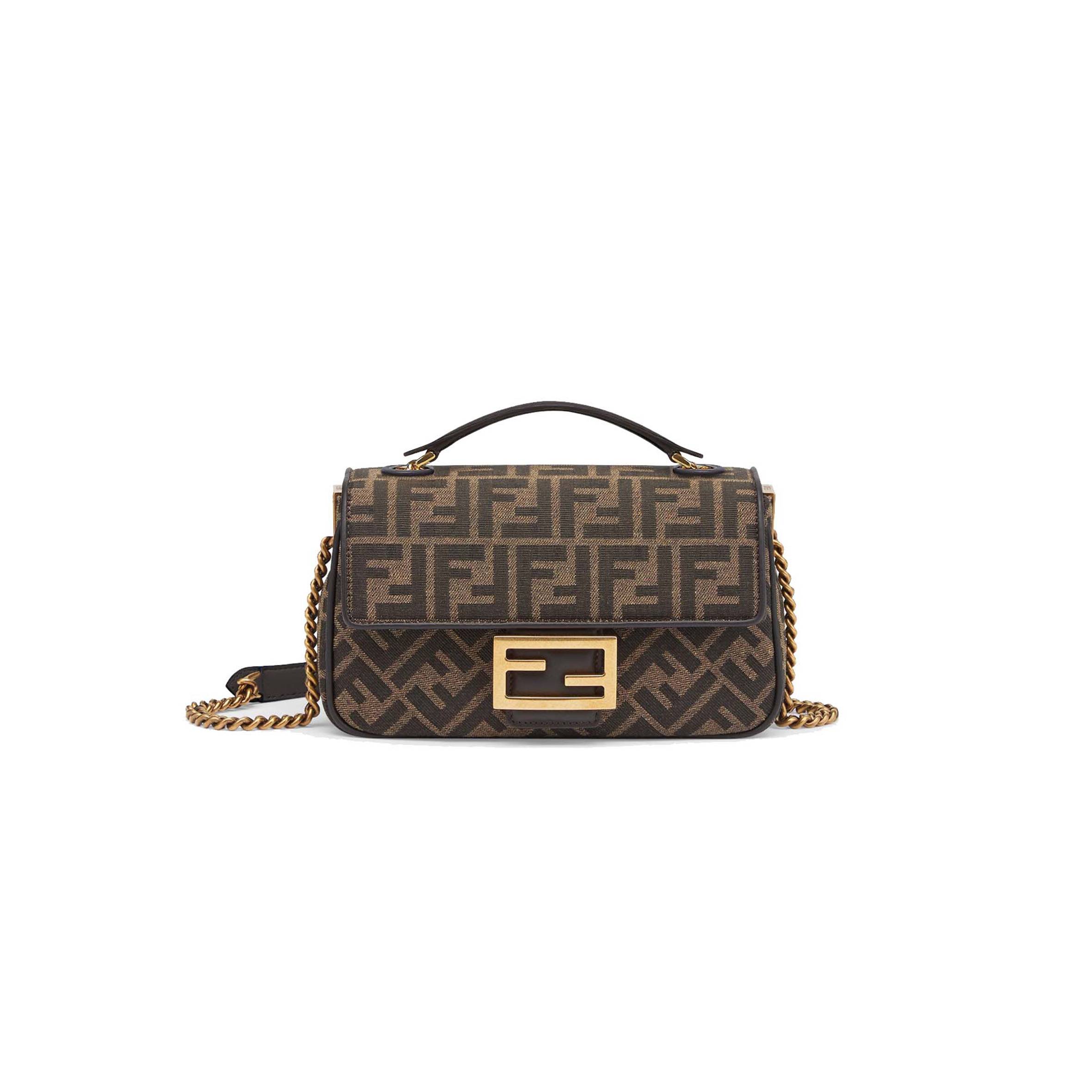 FENDI BAGUETTE CHAIN MIDI - FF JACQUARD FABRIC BAG 8BR793AKBZF1EM3 (24*14.5*7cm)