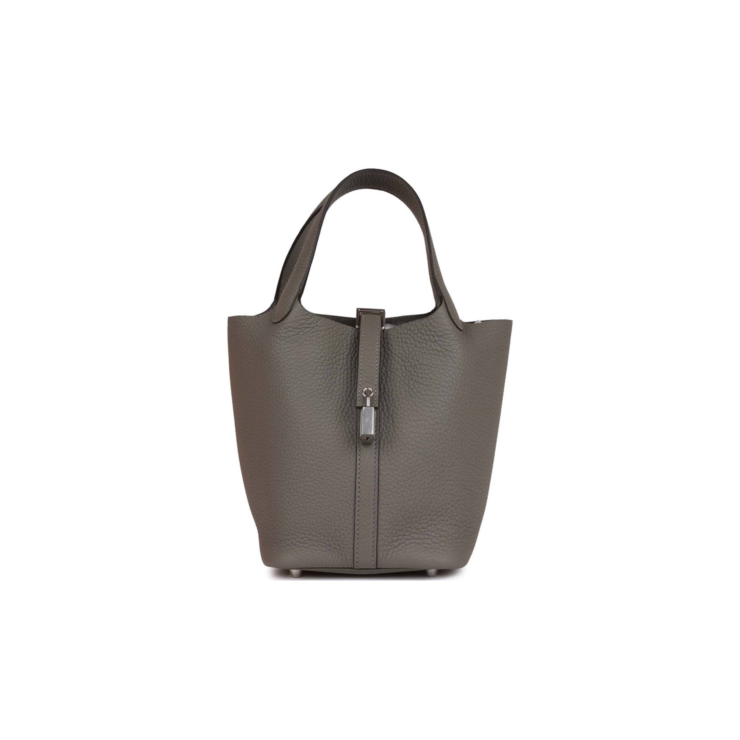 HERMES PICOTIN LOCK 18 GRIS MEYER CLEMENCE PALLADIUM HARDWARE (18*13*18cm)