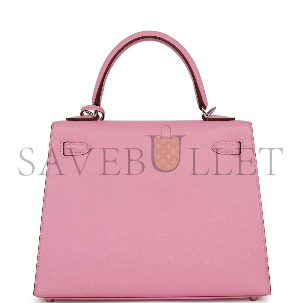 HERMES KELLY SELLIER 25 PINK VERSO MADAME PALLADIUM HARDWARE  (25*17*7cm)