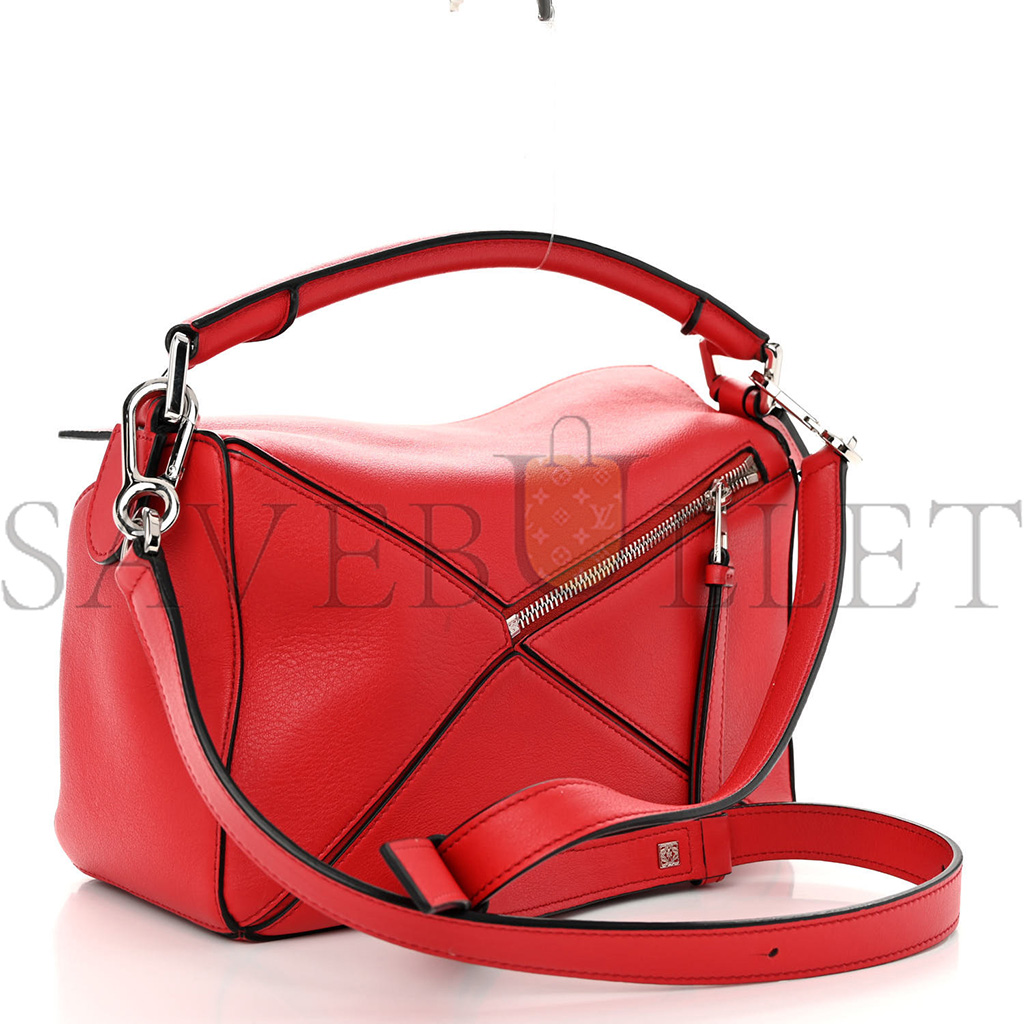 LOEWE CALFSKIN SMALL PUZZLE BAG SCARLET (24*16.5*10.5cm)