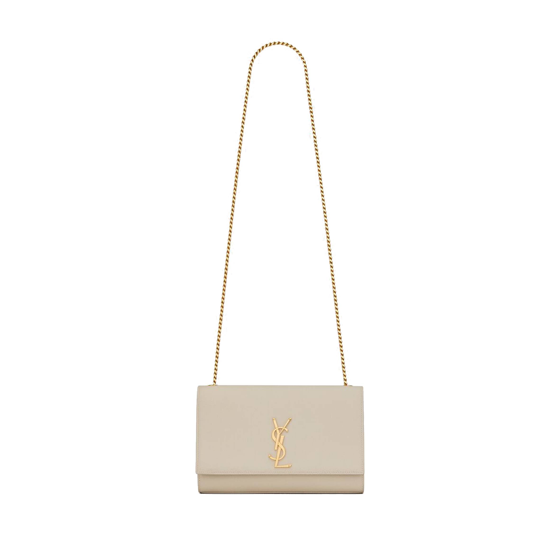 YSL KATE MEDIUM CHAIN BAG IN GRAIN DE POUDRE EMBOSSED LEATHER 364021BOW0J9207 (24*14.5*5.5cm)