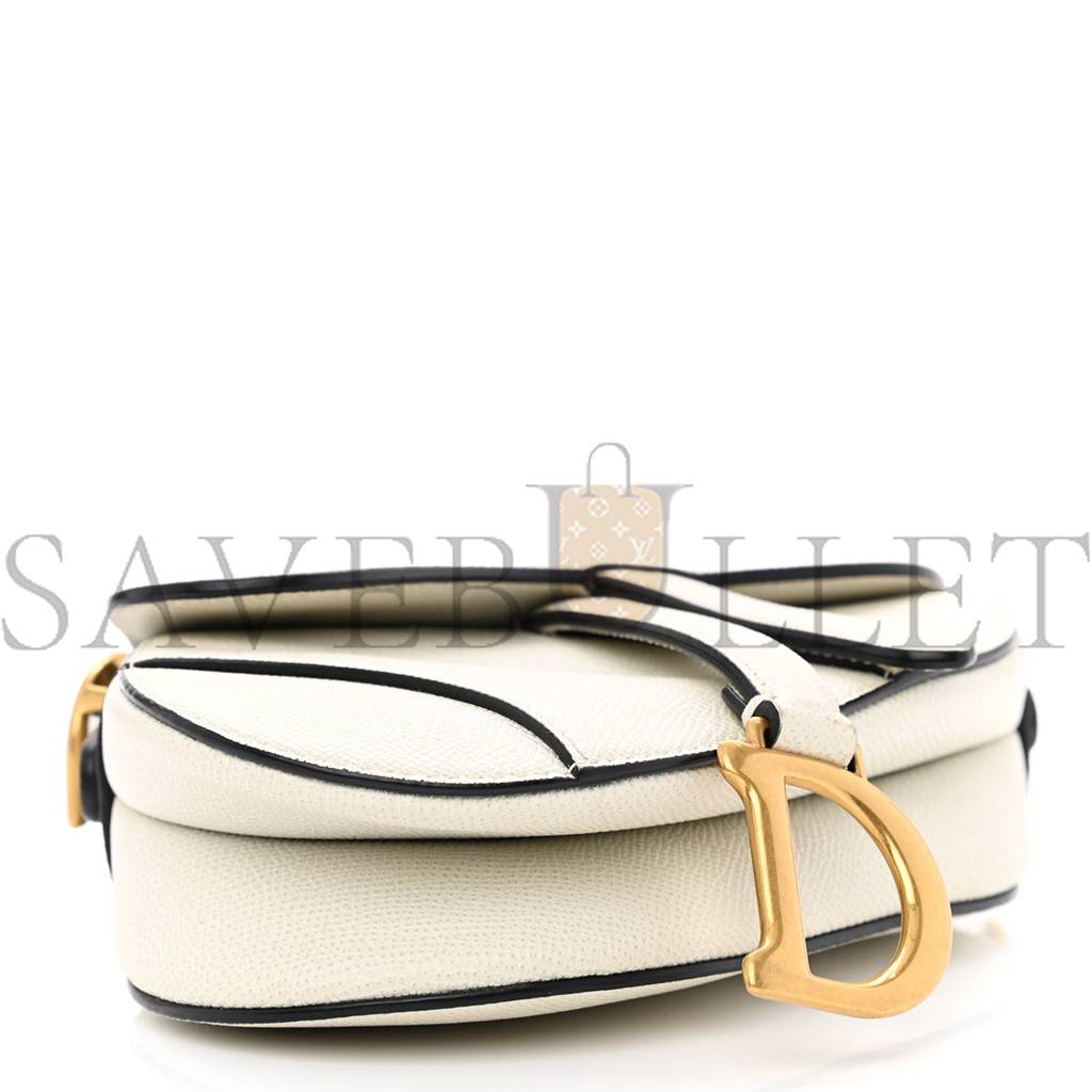 DIOR GRAINED CALFSKIN MINI SADDLE BAG WHITE (17*17*3.8cm)