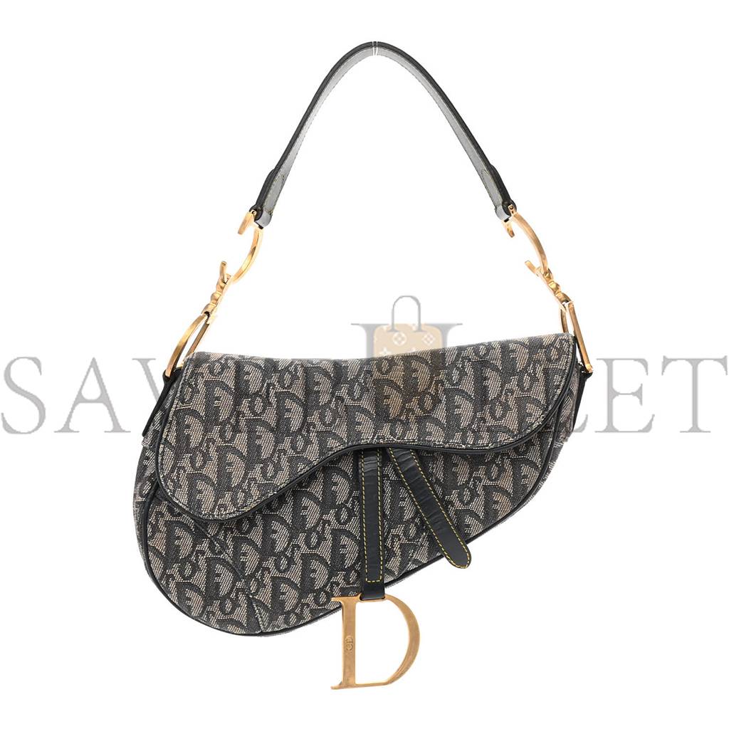 DIOR MONOGRAM SADDLE BAG BLUE (20*19*2.5cm)