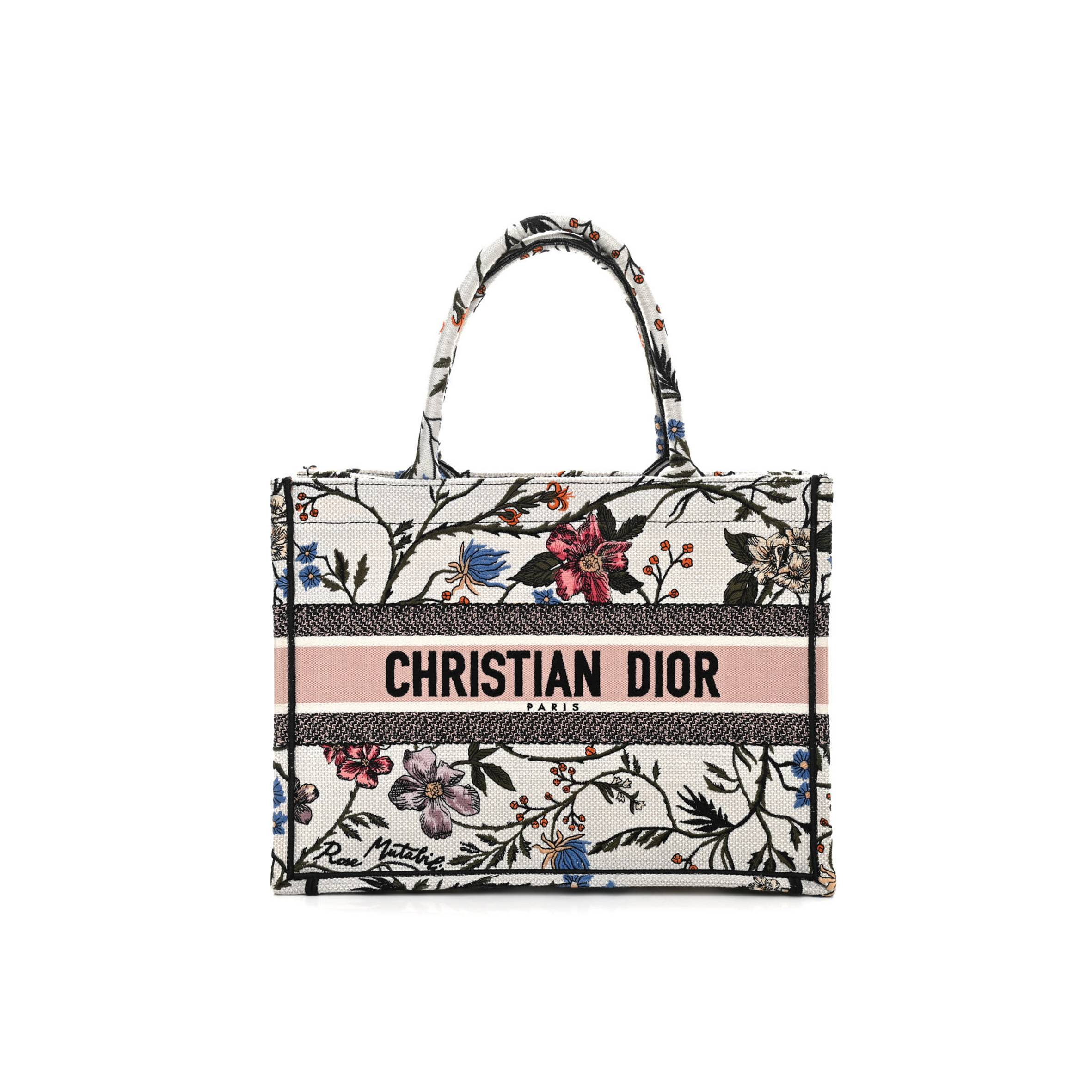 DIOR CANVAS EMBROIDERED MEDIUM ROSA MUTABILIS BOOK TOTE MULTICOLOR (36*27*16.5cm)