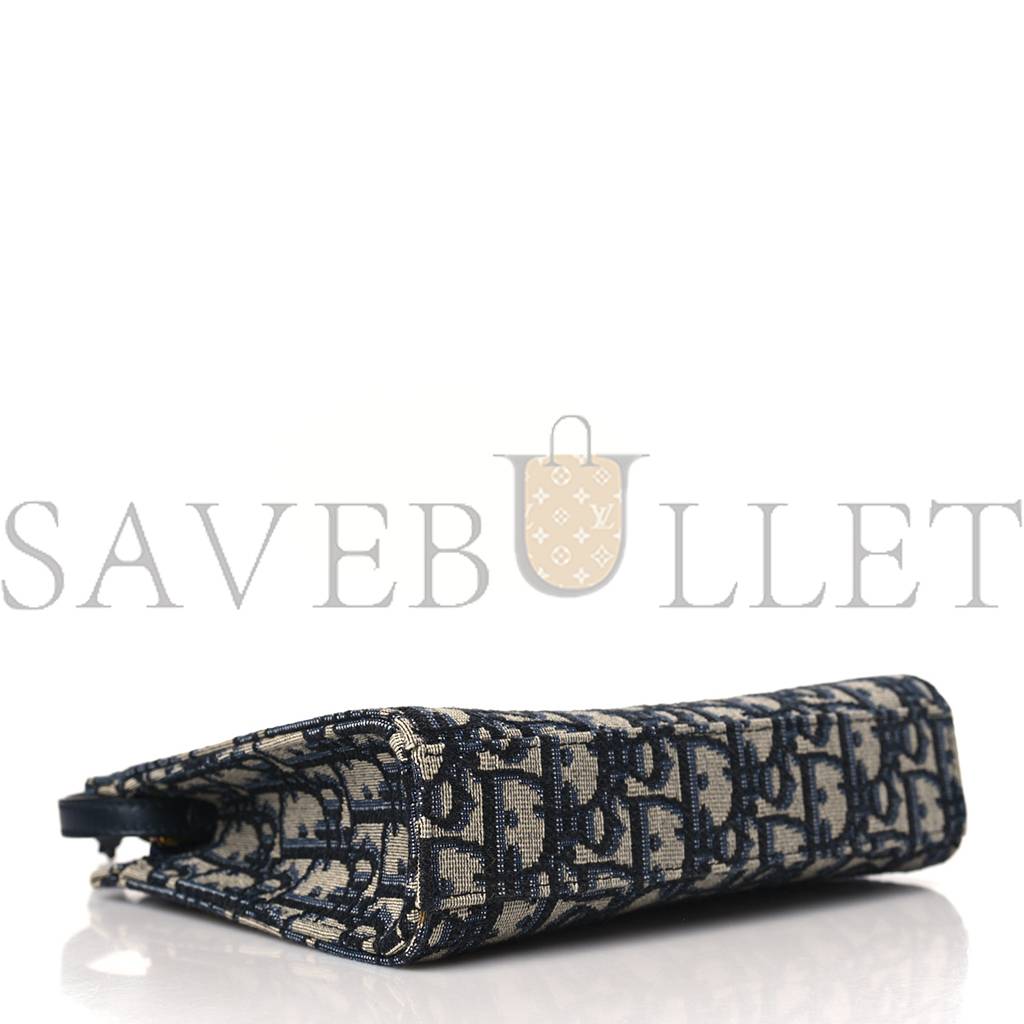 DIOR OBLIQUE ZIPPED POUCH CLUTCH BLUE (19*15*5.1cm) DIOR OBLIQUE ZIPPED POUCH CLUTCH BLUE (19*15*5.1cm)