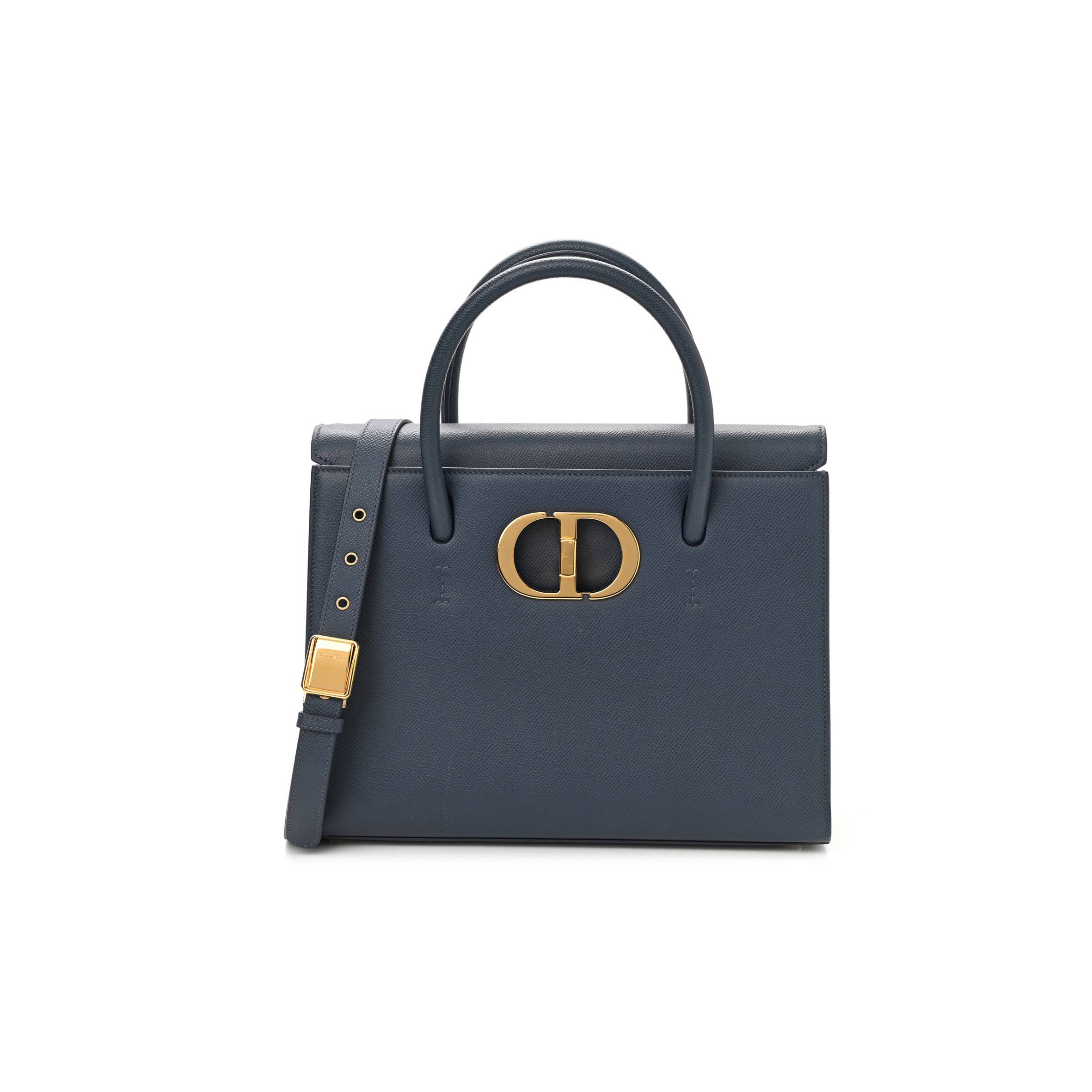 DIOR GRAINED CALFSKIN LARGE ST. HONORE TOTE BLUE (30*21*12.1cm)