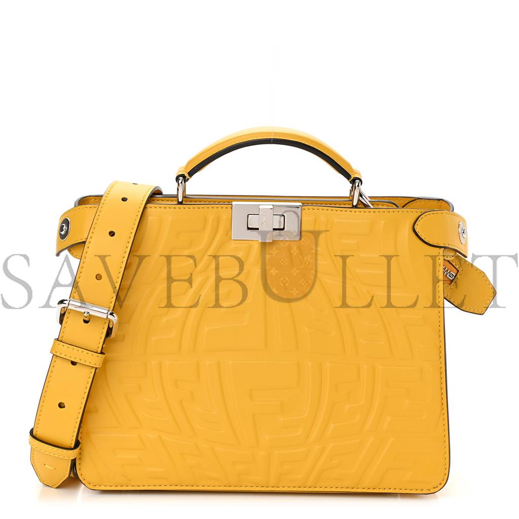 FENDI X SARAH COLEMAN NAPPA FF FISH EYE EMBOSSED MINI PEEKABOO I SEE U SATCHEL MIMOSA (25*20*9cm)